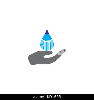 water drop pencil palm symbol logo vector Stock Vector