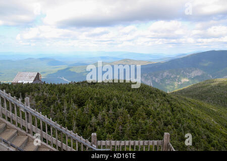 Climbing the summit tower, Cannon Mountain, Franconia Notch State Park, New Hampshire, United States Stock Photo