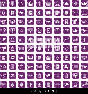 100 dialog icons set grunge purple Stock Vector