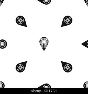 Map pin pattern seamless black Stock Vector