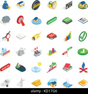 Sinking house icons set, isometric style Stock Vector