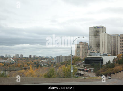 view of downtown edmonton with the low level bridge and telus building Stock Photo