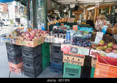 Fruit for sale outside store in Kensington Market in downtown Toronto, Ontario, Canada Stock Photo