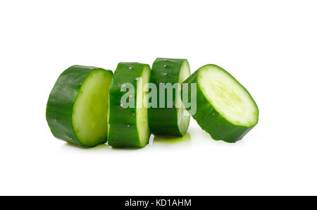 Sliced Cucumber in Stack isolated on white Stock Photo
