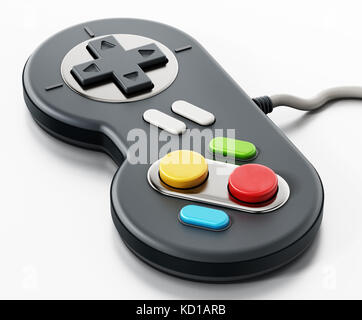 Vintage cable gamepad isolated on white background. 3D illustration ...