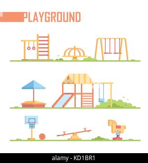 Set of playground elements - modern vector cartoon isolated illustration Stock Vector