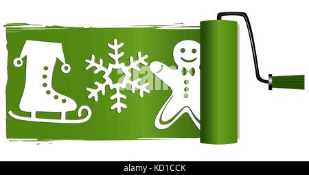 Christmas paint roller Stock Vector