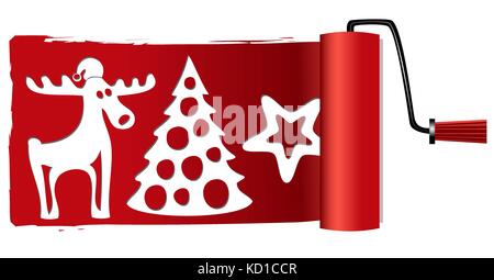Christmas paint roller Stock Vector
