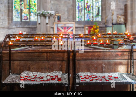 Votive Candles in a Church Stock Photo