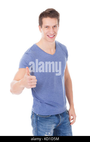 Portrait Of Smart Young Man In Casuals Isolated Over White Background Stock Photo