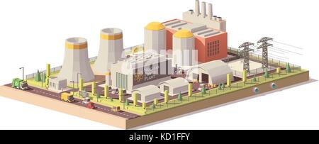 Vector low poly nuclear power plant Stock Vector