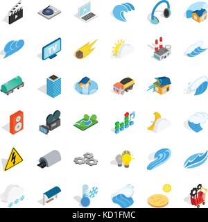 Energy icons set, isometric style Stock Vector