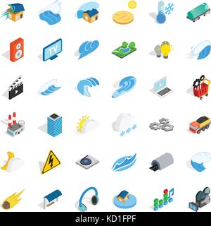 Power icons set, isometric style Stock Vector