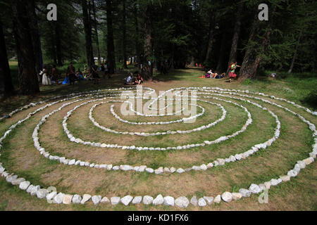 Labyrinth of stones in celtic festival Stock Photo