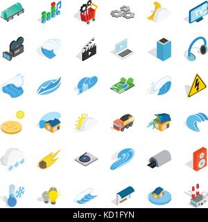 Intensity icons set, isometric style Stock Vector