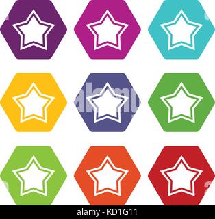 Star icon set color hexahedron Stock Vector Image & Art - Alamy