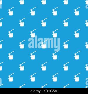 Axe stuck in a tree stump pattern seamless blue Stock Vector