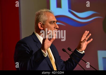 Athens, Greece. 09th Oct, 2017. Spyros Kouvelis President of Greek Eurasian Business Council and former vice-minister for foreign economic, cultural and environmental affairs of Greece, during his speech in the EU-Eurasia-China Business Summit. Credit: Sonia Brandolone/Pacific Press/Alamy Live News Stock Photo