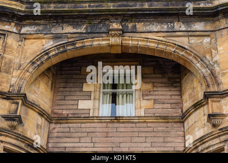 Detail of some windows along the streets of Inverness Old Town in Scotland. Stock Photo