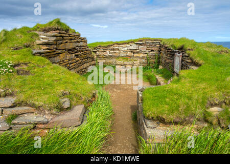 The remains of a 10th century chapel on the Brough of Deerness, near Mull Head, Deerness, Orkney Mainland, Scotland, UK