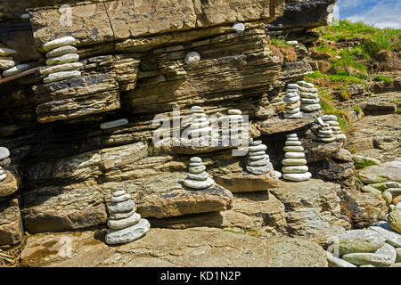 'Pebble Art' on the Brough of Birsay, Orkney, Scotland, UK. Stock Photo