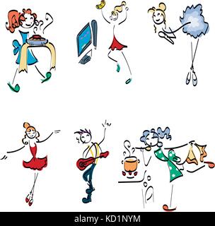 Doodle stickman collection. Illustration concept set. Stock Vector