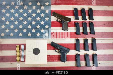 Right to Bear Arms in United States of America- Gun Control laws and US Constitution Stock Photo