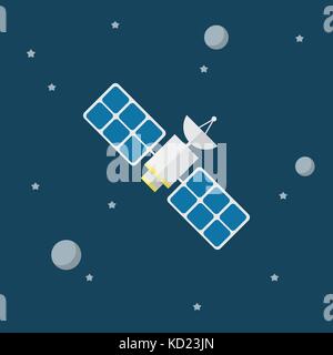 Satellite vector icon in flat style. Vector illustration Stock Vector