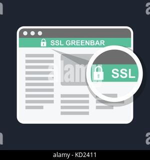 Secure online payment icon - ssl green bar in browser Stock Vector