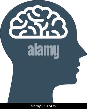 Personal IQ - head with brain, intelligence and knowledge symbol Stock Vector