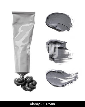 Cosmetic and beauty products in bottle with smear on a white background Stock Photo