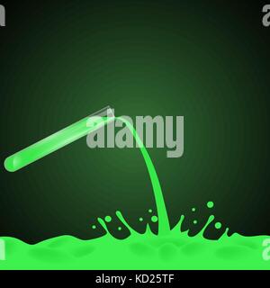 Green Liquid is Poured Out Of Glass Test Tube Stock Vector