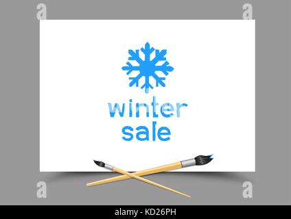drawing winter sale on paper Stock Vector
