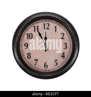 Ancient wall clock on a white background. Stock Photo