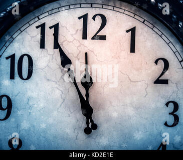 Retro clock with five minutes before twelve. Stock Photo