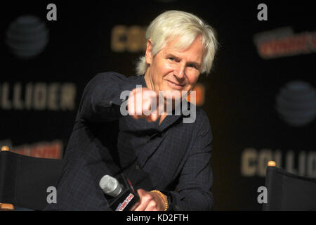 New York, USA. 8th Oct, 2017. Chris Carter speaks at The X-Files panel during the New York Comic Con 2017 at Javits Center on October 8, 2017 in New York City. Credit: Geisler-Fotopress/Alamy Live News Stock Photo