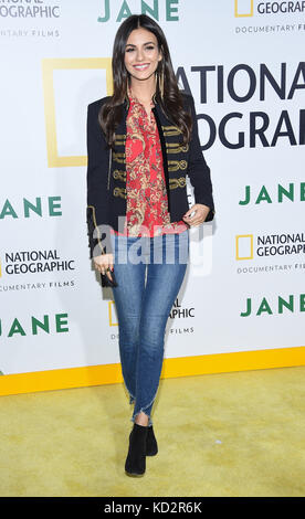 Hollywood, California, USA. 9th Oct, 2017. Victoria Justice arrives for the premiere of the film 'Jane' at the Hollywood Bowl. Credit: Lisa O'Connor/ZUMA Wire/Alamy Live News Stock Photo