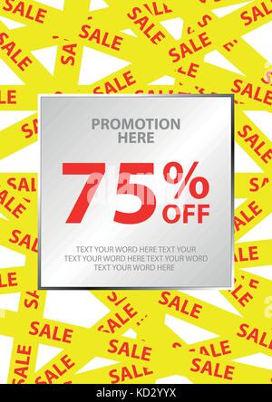 Poster design for sale event in simple style with space for texting your word. Background template for your sales promotion. Yellow sales ribbon tape  Stock Vector