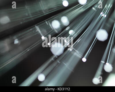Fibre optics carrying data, close-up Stock Photo