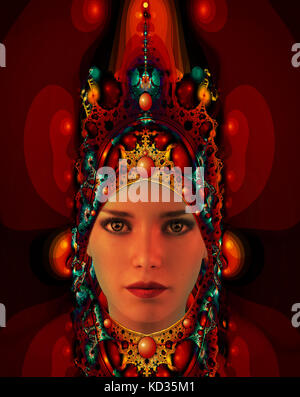 3d computer graphics of a portrait of a lady with an abstract headdress Stock Photo