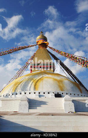 Nepal. Stupa Bouddanath in Kathmandu, close-up on a sunny day. Stock Photo