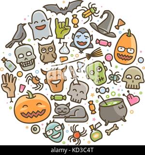 Halloween, set of icons. Holiday symbol. Cartoon vector illustration Stock Vector