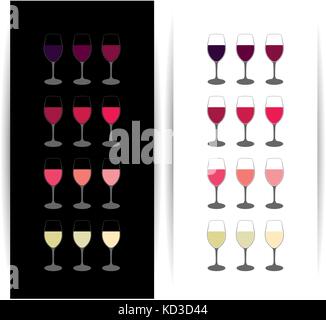Set of wine glasses silhouettes. Vector illustration. Stock Vector