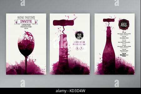 Design templates background wine stains. Suitable for promotions, brochures, tasting events, wine presentation or wine list. Vector Stock Vector