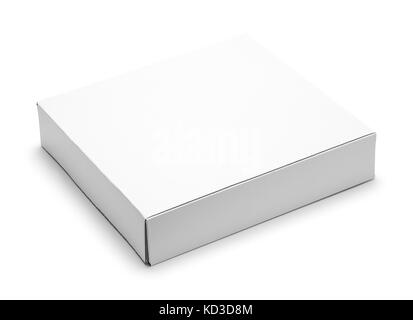 Flat White Cardboard Box Isolated on White Background. Stock Photo