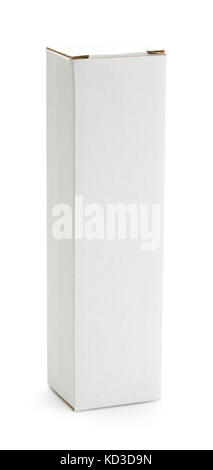 Tall White Cardboard Box Isolated on White. Stock Photo
