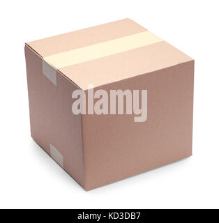 Small Brown Square Carboad Box Isolated on White Background. Stock Photo