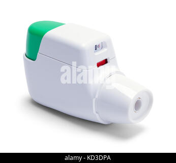 Open Medicine Inhaler Isolated on a White Background. Stock Photo