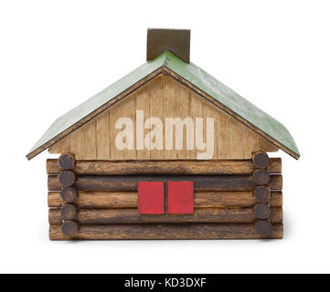 Toy Log Cabin Isolated on a White Background. Stock Photo