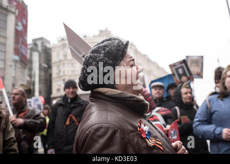 The 9 of May, thousands people from Moscow and around come into the center to celebrate the end of the war. From Beleradska station till the red squar Stock Photo